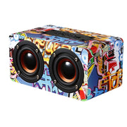 M5 Multifunctional Desktop Wooden Bluetooth Speaker Wireless Loudspeaker(Graffiti Color)