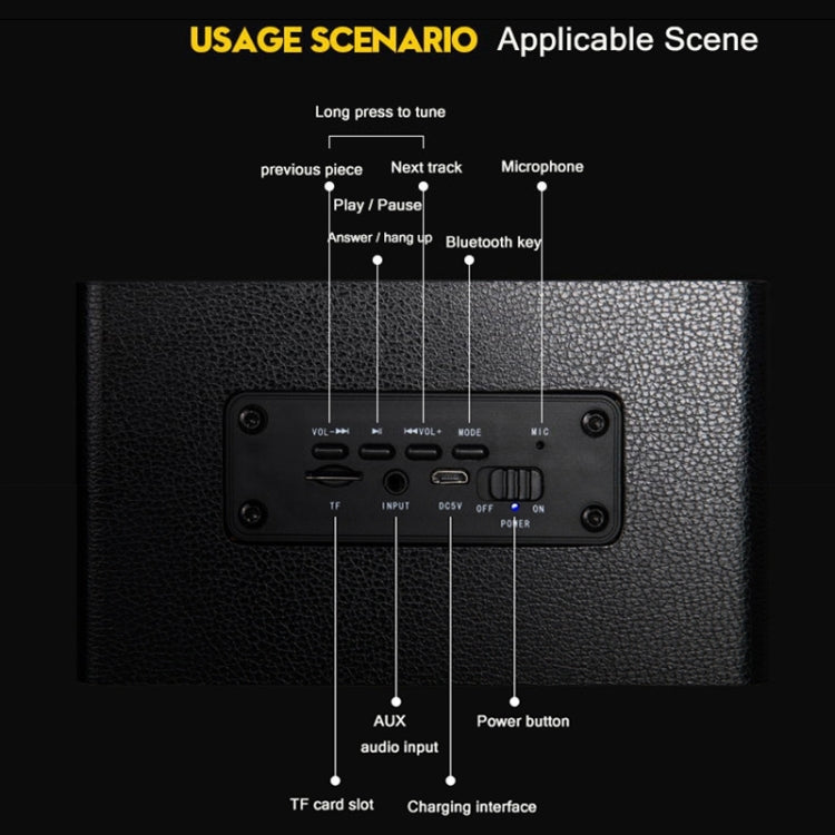 M5 Multifunctional Desktop Wooden Bluetooth Speaker Wireless Loudspeaker(Black)