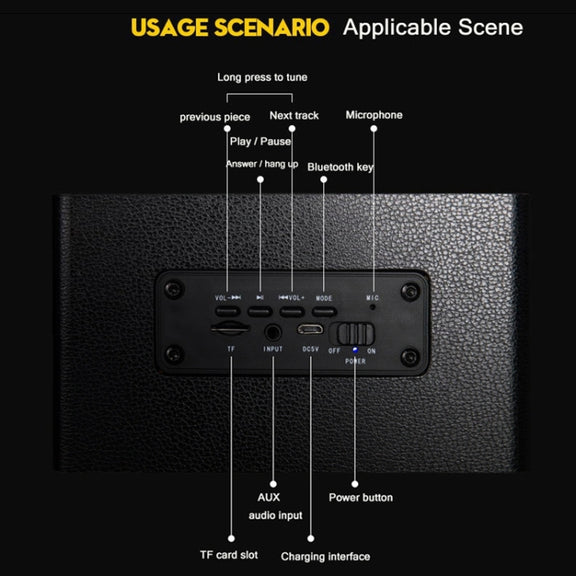 M5 Multifunctional Desktop Wooden Bluetooth Speaker Wireless Loudspeaker(Black)