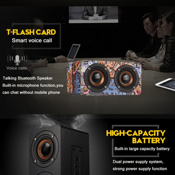 M5 Multifunctional Desktop Wooden Bluetooth Speaker Wireless Loudspeaker(Black)