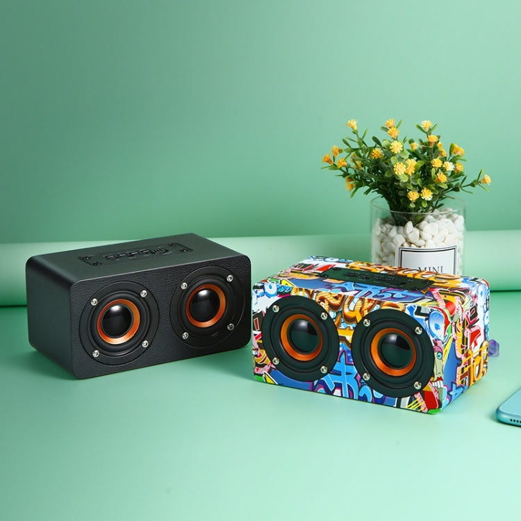M5 Multifunctional Desktop Wooden Bluetooth Speaker Wireless Loudspeaker(Black)