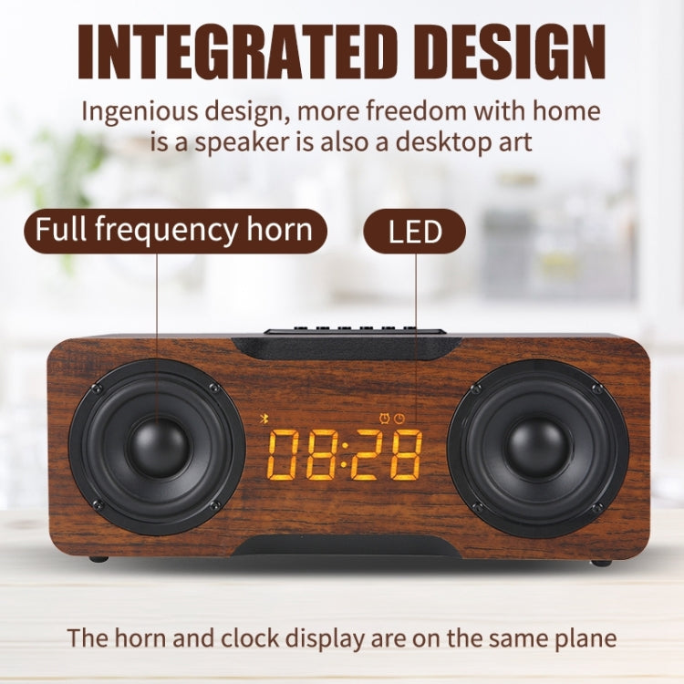 M8C Multifunctional Alarm Clock Bluetooth Speaker(Dark Brown)