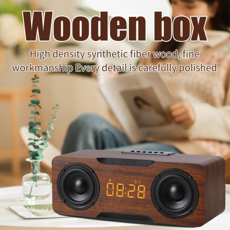 M8C Multifunctional Alarm Clock Bluetooth Speaker(Dark Brown)