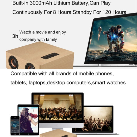Q5 Home Computer TV Wooden Wireless Bluetooth Speaker(Black Walnut)