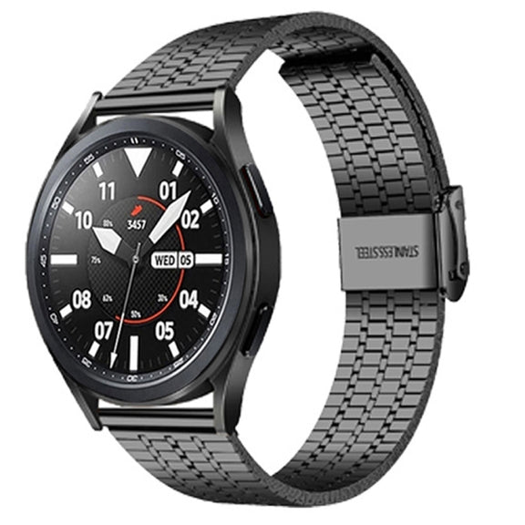 22mm Universal Seven-bead Stainless Steel Watch Band(Black)