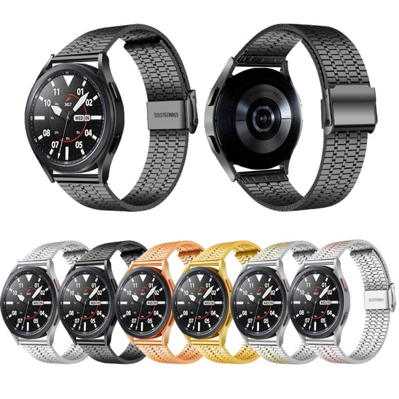 22mm Universal Seven-bead Stainless Steel Watch Band(Black)