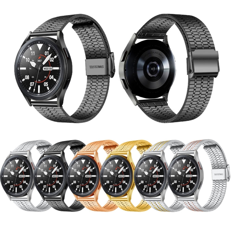 22mm Universal Seven-bead Stainless Steel Watch Band(Black)