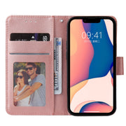 For iPhone 14 Multifunctional Horizontal Flip Leather Case with Three Card Slot (Rose Gold)