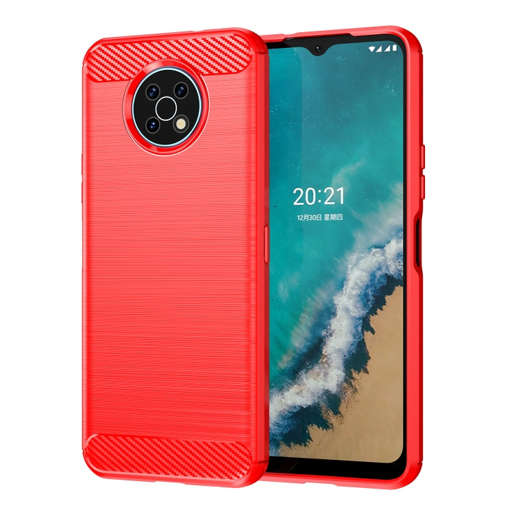 For Nokia G50 Brushed Texture Carbon Fiber TPU Phone Case(Red)