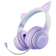 BT029C RGB Dual Modes Cat Ear Wireless Bluetooth Headphone(Purple) - Headset & Headphone by PMC TechLife | Online Shopping South Africa | PMC TechLife