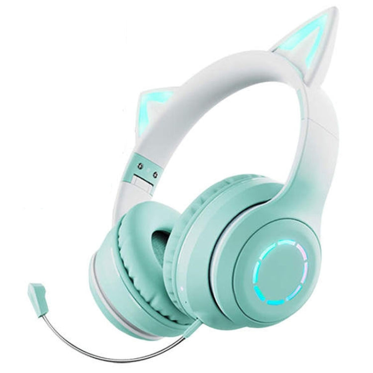 BT029C RGB Dual Modes Cat Ear Wireless Bluetooth Headphone(Green)