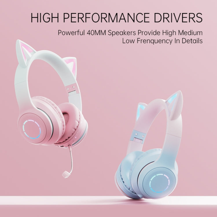 BT029C RGB Dual Modes Cat Ear Wireless Bluetooth Headphone(Green)