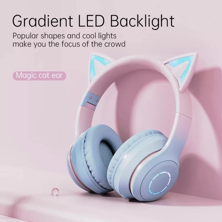 BT029C RGB Dual Modes Cat Ear Wireless Bluetooth Headphone(Green)