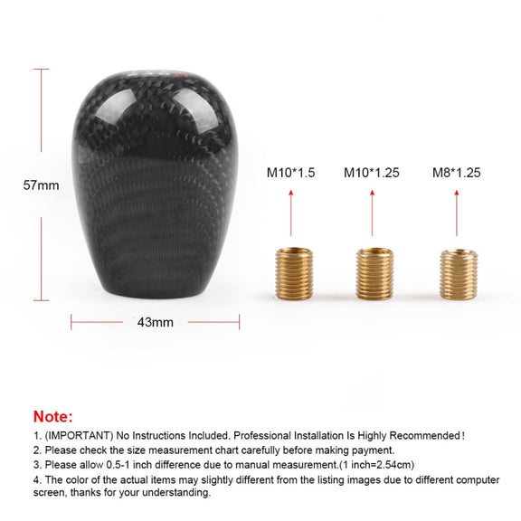 Car Modified 6 Speed Carbon Fiber Gear Stick Shift Knob Head