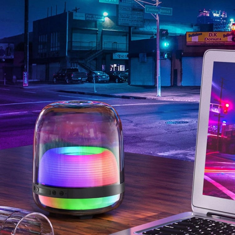 L20 15W Transparent Luminous 6D Stereo Wireless Bluetooth Speaker(Black)