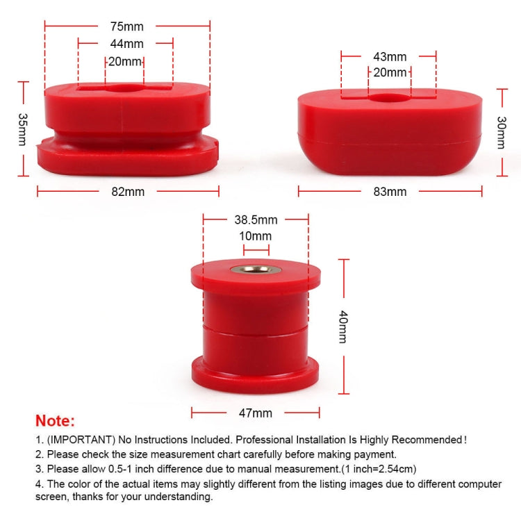 Car Modified Front Lower Dogbone Engine Mount Bracket Polyurethane Bushings for Volkswagen Jetta / Golf GTI Mk4(Red)