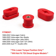 Car Modified Front Lower Dogbone Engine Mount Bracket Polyurethane Bushings for Volkswagen Jetta / Golf GTI Mk4(Red)