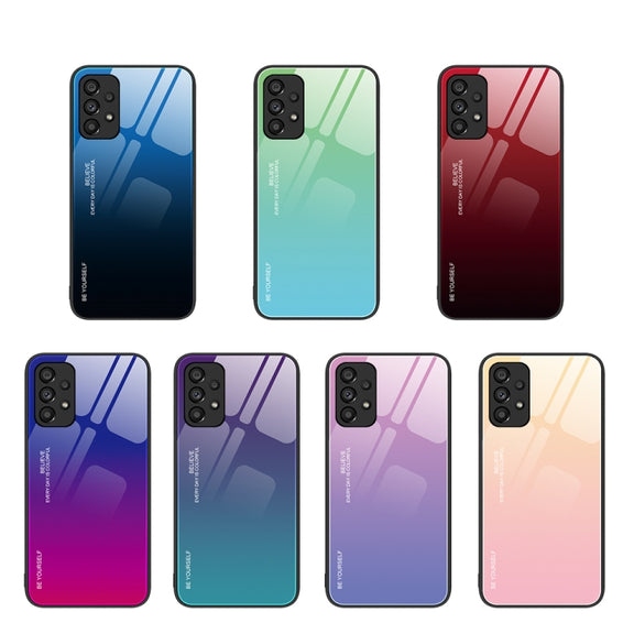 For Samsung Galaxy A53 5G Gradient Color Glass Case(Purple Red)