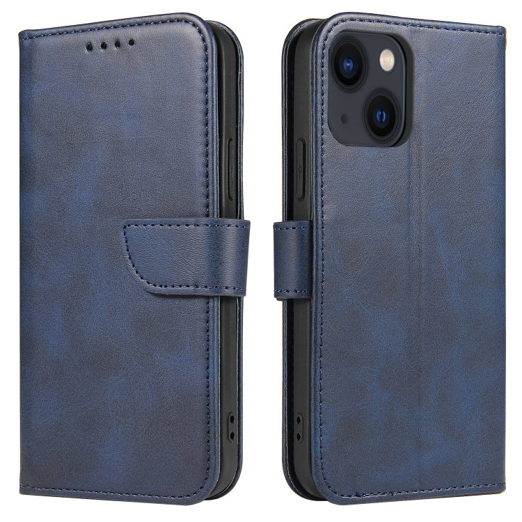 For iPhone 14 Calf Texture Buckle Flip Leather Phone Case (Blue)