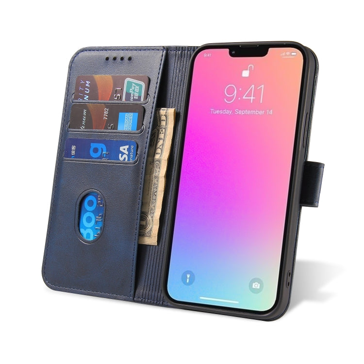 For iPhone 14 Calf Texture Buckle Flip Leather Phone Case (Blue)