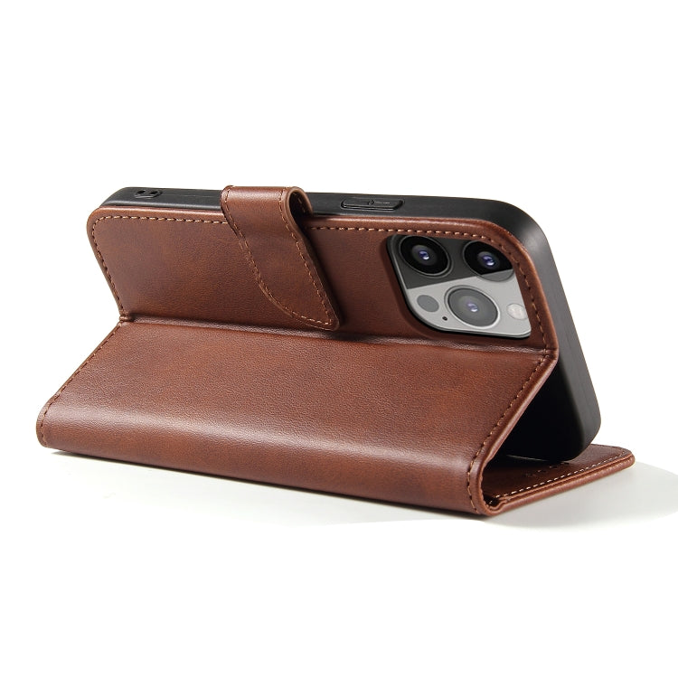 For iPhone 14 Plus Calf Texture Buckle Flip Leather Phone Case (Brown)
