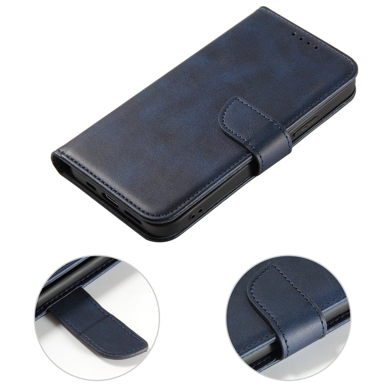 For iPhone 14 Pro Max Calf Texture Buckle Flip Leather Phone Case (Blue)