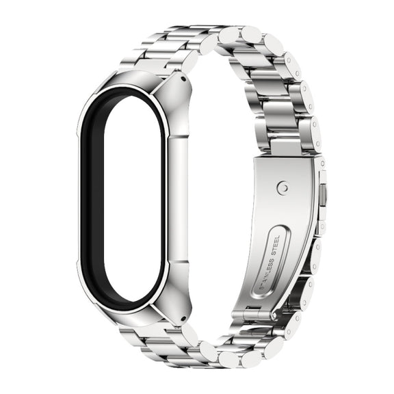 For Xiaomi Mi Band 7 / 7 NFC MIJOBS Stainless Steel Watch Band, Style:TF2 Tri-Bead(Silver) - Watch Bands by MIJOBS