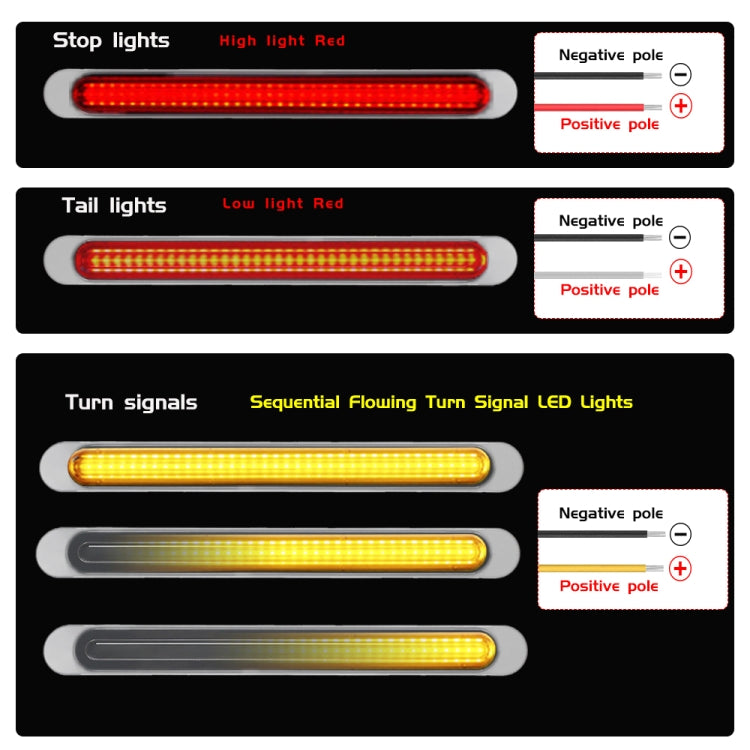 2 PCS 72LEDs Two-color Brake Turn Tail Light(Red Shell Red Light + Flowing Yellow Light)