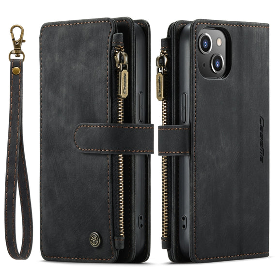 For iPhone 14 CaseMe C30 Multifunctional Phone Leather Case (Black)