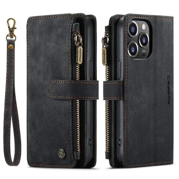 For iPhone 14 Pro Max CaseMe C30 Multifunctional Phone Leather Case (Black)