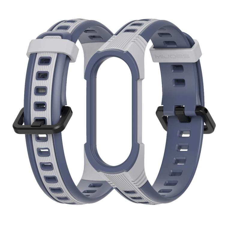 For Xiaomi Mi Band 5 / 6 / 7 MIJOBS Unibody Two-color Silicone Watch Band(Grey Midnight Blue) - Watch Bands by MIJOBS