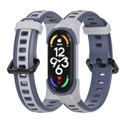 For Xiaomi Mi Band 5 / 6 / 7 MIJOBS Unibody Two-color Silicone Watch Band(Grey Midnight Blue) - Watch Bands by MIJOBS