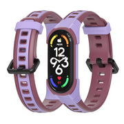 For Xiaomi Mi Band 5 / 6 / 7 MIJOBS Unibody Two-color Silicone Watch Band(Purple Wine Red) - Watch Bands by MIJOBS