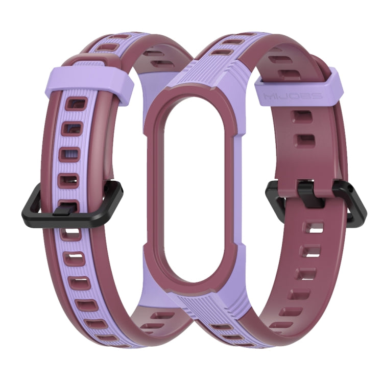 For Xiaomi Mi Band 5 / 6 / 7 MIJOBS Unibody Two-color Silicone Watch Band(Purple Wine Red) - Watch Bands by MIJOBS