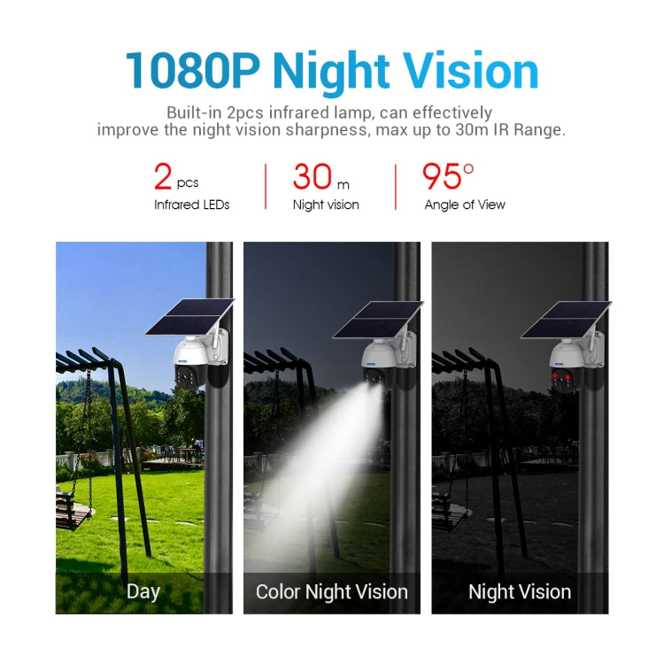 ESCAM QF624 3MP HD IP66 Water-resistant WiFi Solar Panel PT IP Camera without Battery