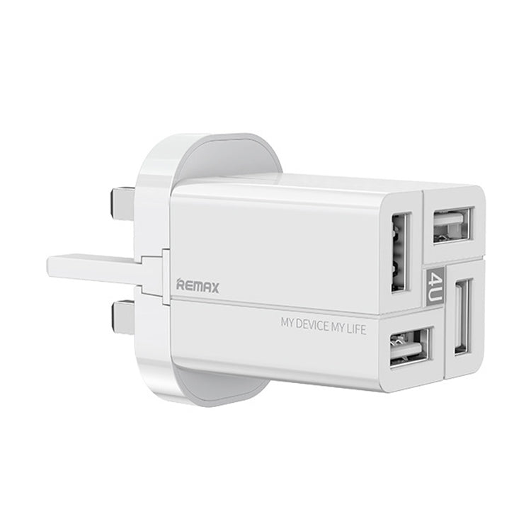 REMAX RP-U43 3.4A 4 USB Port Fast Charger, Specification:UK Plug(White)