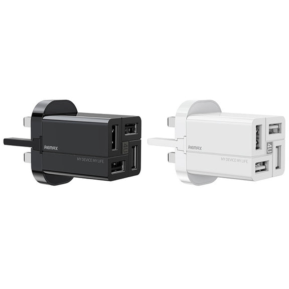 REMAX RP-U43 3.4A 4 USB Port Fast Charger, Specification:UK Plug(White)