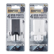REMAX RP-U43 3.4A 4 USB Port Fast Charger, Specification:UK Plug(White)