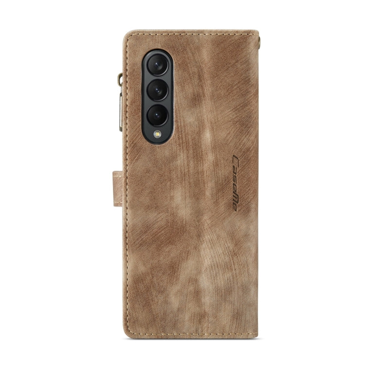 For Samsung Galaxy Z Fold4 5G CaseMe C30 Multifunctional Card Slots Zipper Phone Leather Phone Case(Brown)