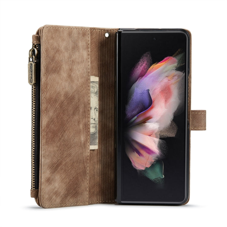 For Samsung Galaxy Z Fold4 5G CaseMe C30 Multifunctional Card Slots Zipper Phone Leather Phone Case(Brown)