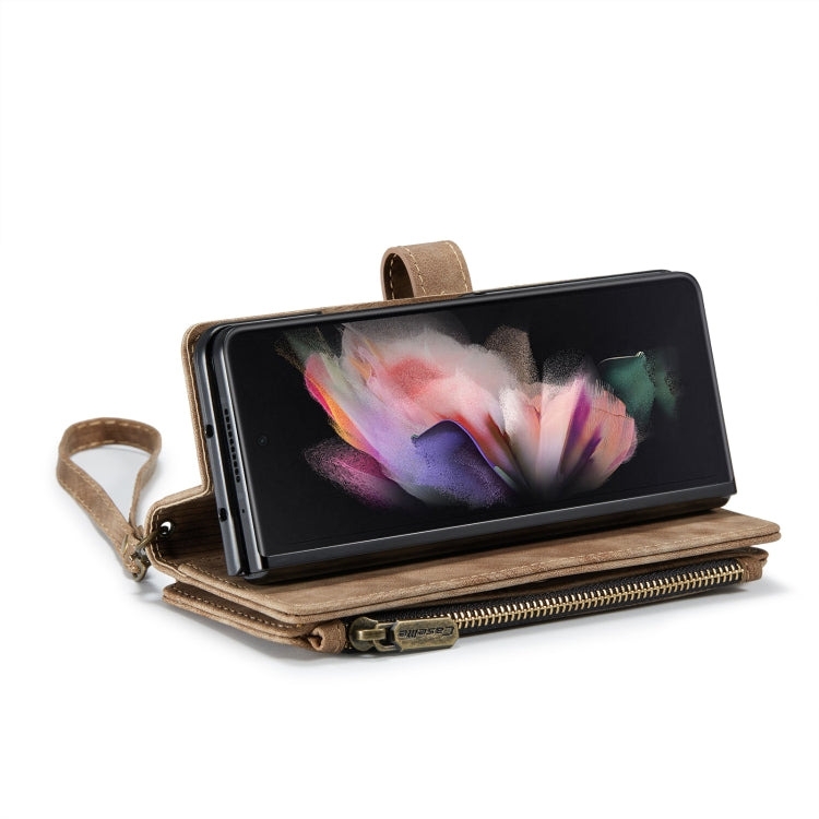 For Samsung Galaxy Z Fold4 5G CaseMe C30 Multifunctional Card Slots Zipper Phone Leather Phone Case(Brown)
