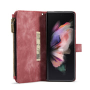 For Samsung Galaxy Z Fold4 5G CaseMe C30 Multifunctional Card Slots Zipper Phone Leather Phone Case(Red)