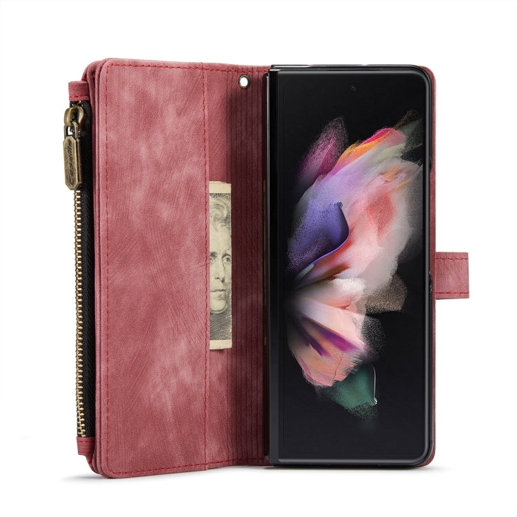 For Samsung Galaxy Z Fold4 5G CaseMe C30 Multifunctional Card Slots Zipper Phone Leather Phone Case(Red)