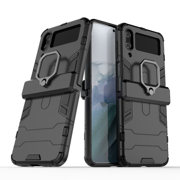 For Samsung Galaxy Z Flip4 PC + TPU Shockproof Protective Phone Case with Magnetic Ring Holder(Black)