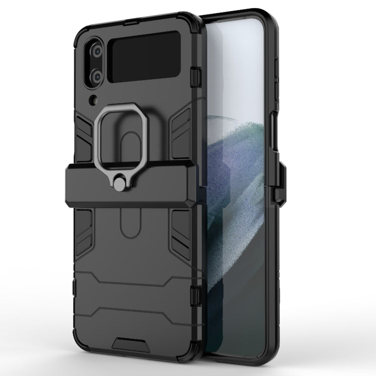 For Samsung Galaxy Z Flip4 PC + TPU Shockproof Protective Phone Case with Magnetic Ring Holder(Black)