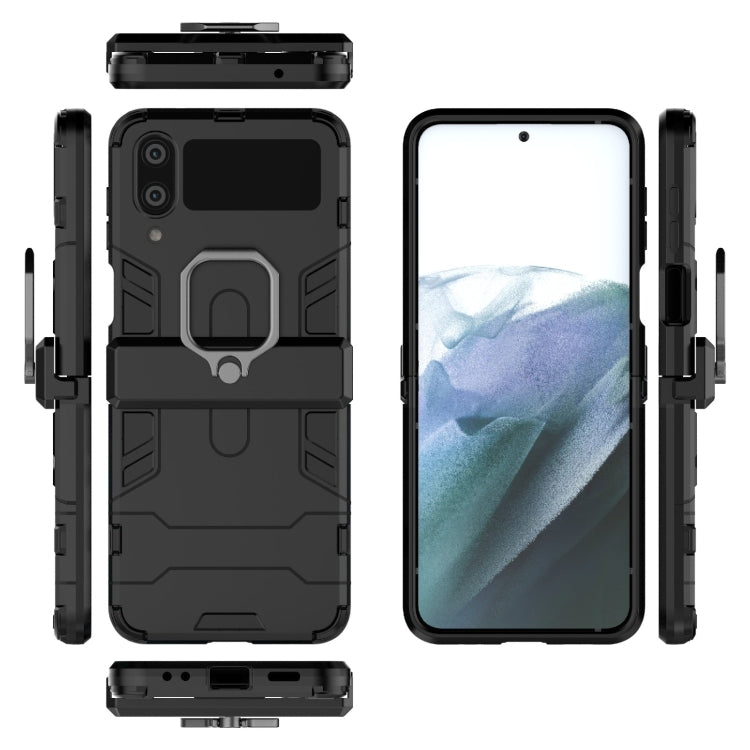 For Samsung Galaxy Z Flip4 PC + TPU Shockproof Protective Phone Case with Magnetic Ring Holder(Black)