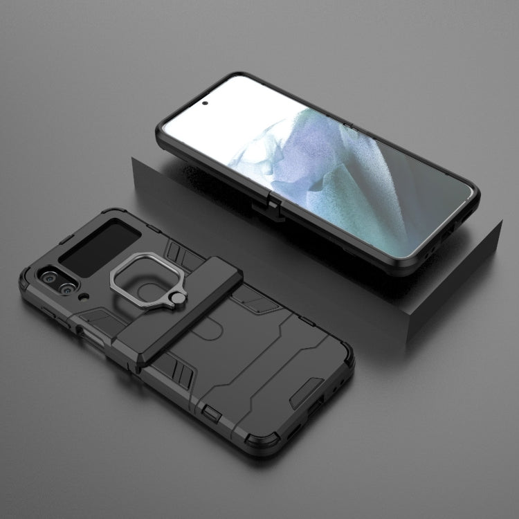 For Samsung Galaxy Z Flip4 PC + TPU Shockproof Protective Phone Case with Magnetic Ring Holder(Black)
