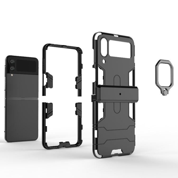For Samsung Galaxy Z Flip4 PC + TPU Shockproof Protective Phone Case with Magnetic Ring Holder(Black)