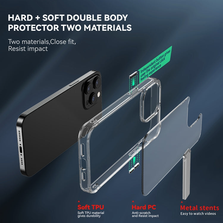 For iPhone 13 Pro Four Corner Airbag Shockproof Holder Phone Case (Transparent)