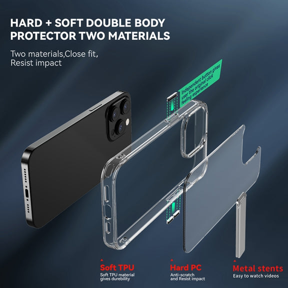 For iPhone 13 Pro Four Corner Airbag Shockproof Holder Phone Case (Transparent)